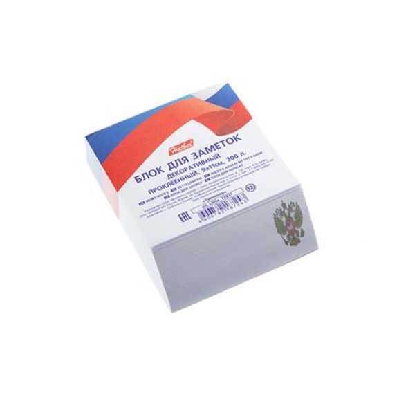 Блок для заметок на клею Hatber с косым срезом 90х110мм -Триколор- в пленке , 